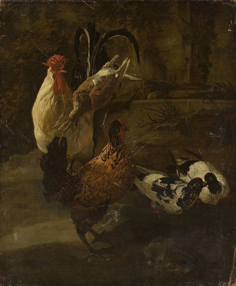 Domestic fowls by Jacomo Victors, 1671 — digital art print download