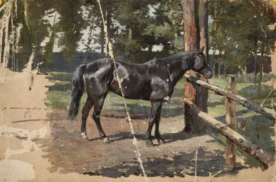 Black horse by Jean Lulvès — digital art print download
