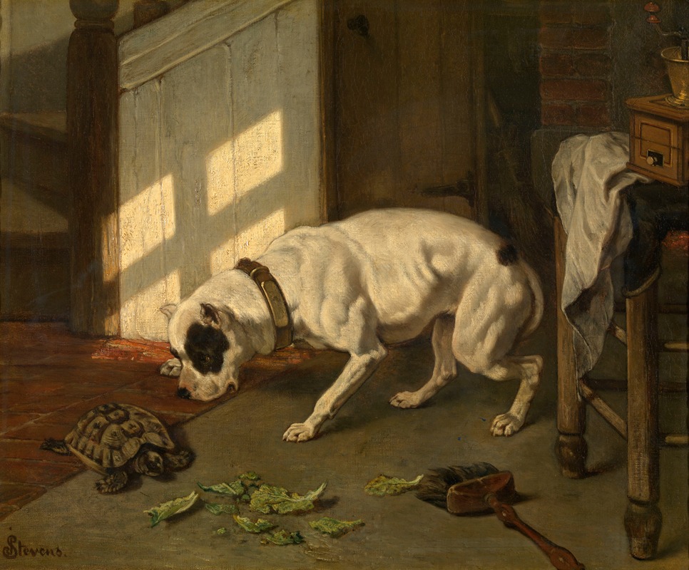 Dog with Tortoise by Joseph Stevens — digital art print download