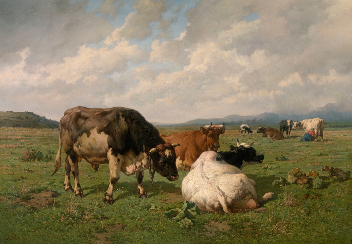 Cattle in the Meadow by Луи Робб, 1878 — digital art print download