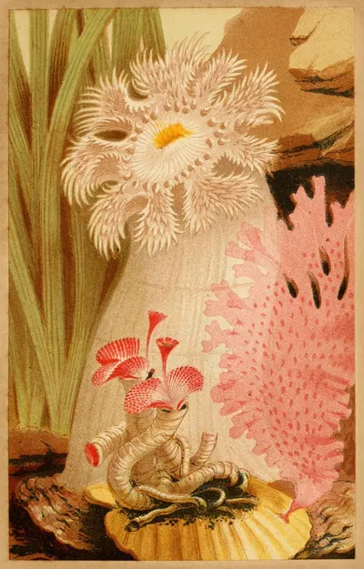 The Plumose Anemone by Philip Henry Gosse, 1856 — digital art print download