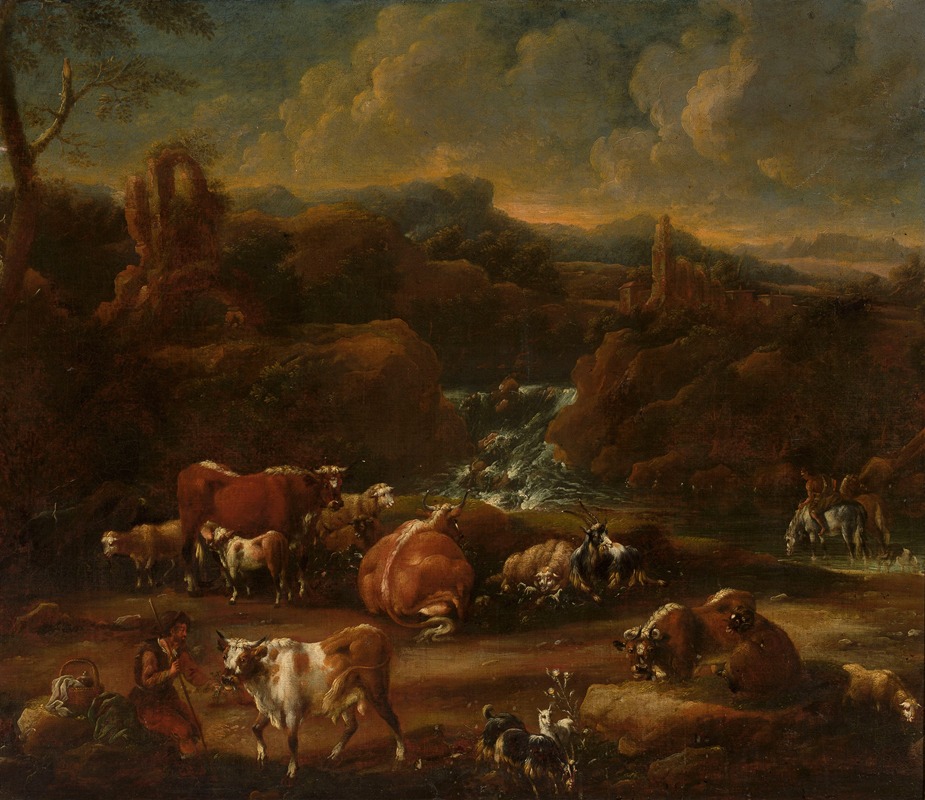 Herd in the mountains by Филипп Петер Рус — digital art print download