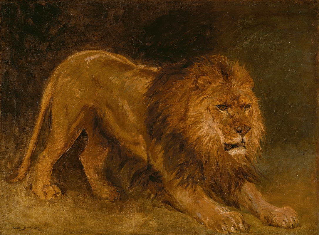 Lion guettant une proie by Роза Бонёр — digital art print download
