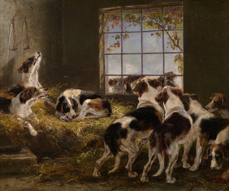 A Pack of Hounds by V. Witte, 1871 — digital art print download