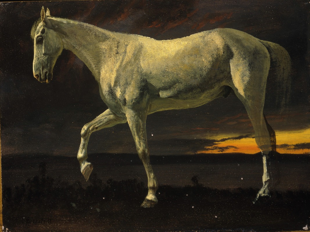 White Horse and Sunset by Альберт Бирштадт — digital art print download