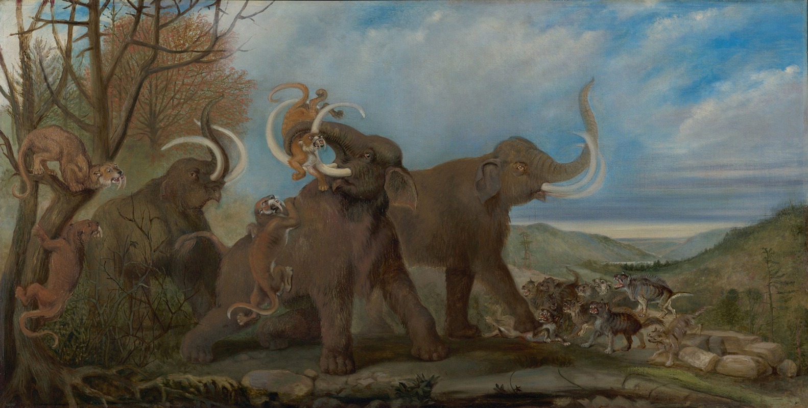 Attack in Pleistocene England by Бенджамин Уотерхаус Хокинс — digital art print download