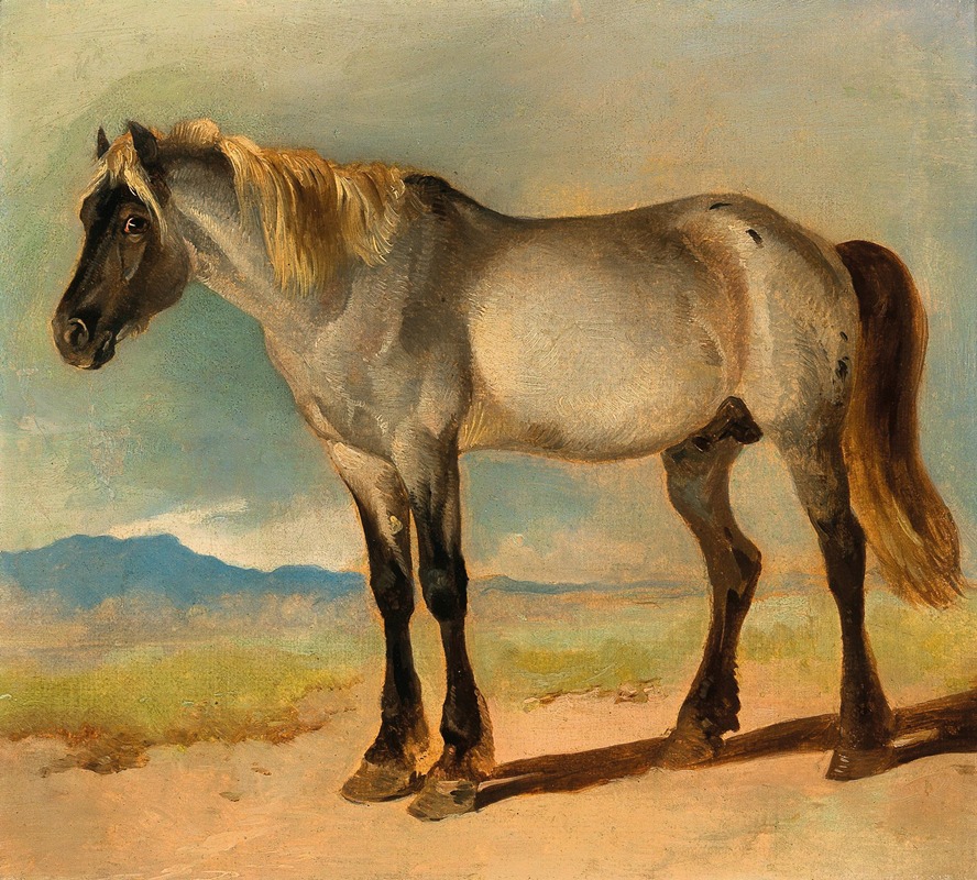 A White Horse with a Black Head by Фридрих Гаурманн — digital art print download
