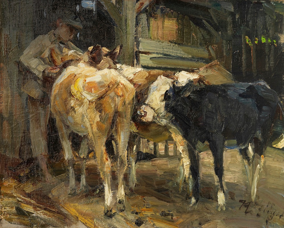 Kühe vor dem Stall by Генрих фон Цюгель, 1920 — digital art print download