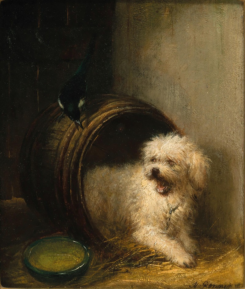 A Puppy in a Barrel by Анриэтта Роннер-Книп — digital art print download