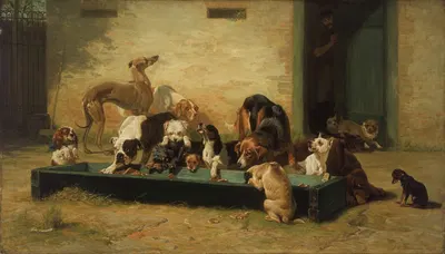 Table d'Hote at a Dogs' Home by John Charles Dollman, 1879 — digital art print download