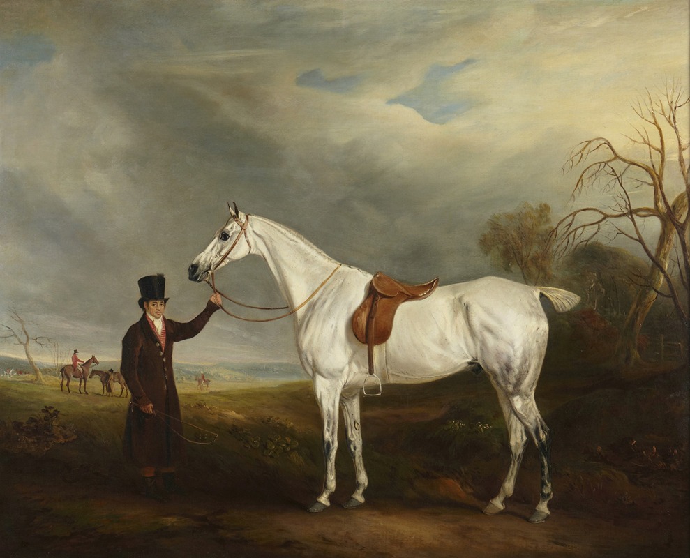 Lord Howe's Groom with Gray Hunter by Джон Фернли — digital art print download