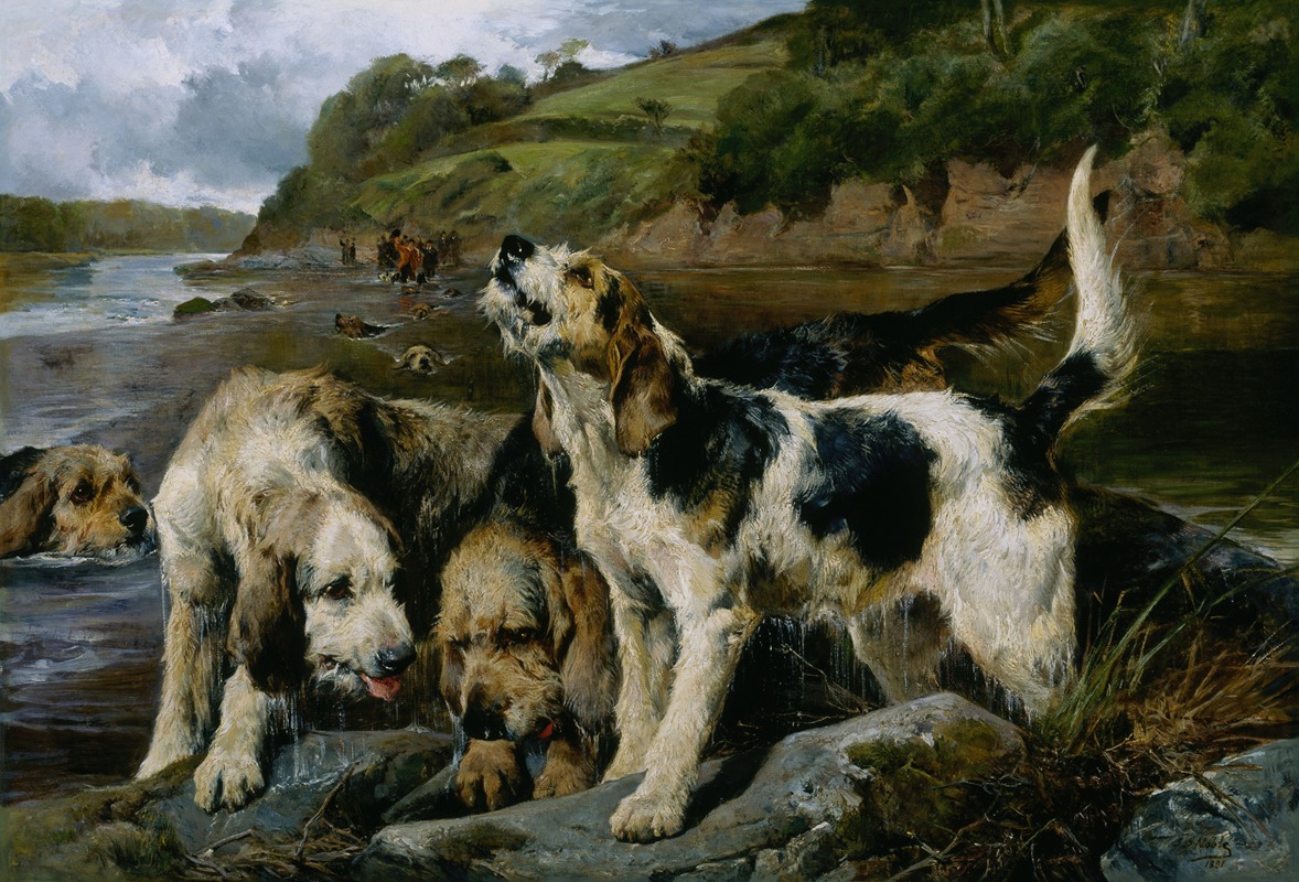 Otter Hunting ('On the Scent') by Джон Сарджент Нобл, 1881 — digital art print download
