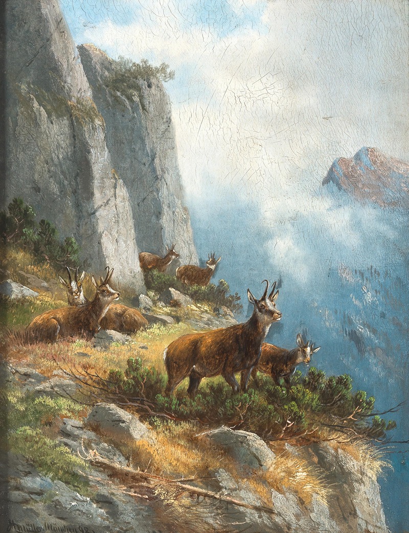 A Chamois High in the Mountains by Мориц Мюллер, 1892 — digital art print download