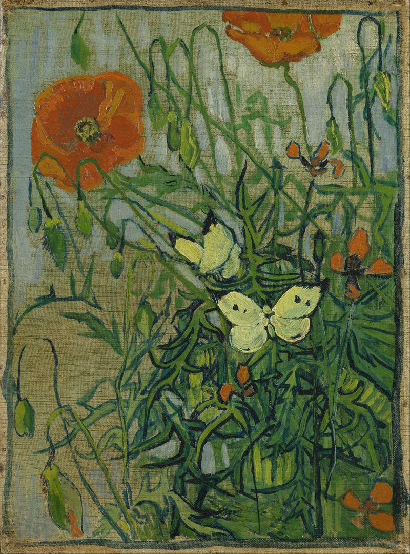 Butterflies and poppies by Винсент ван Гог, 1890 — digital art print download
