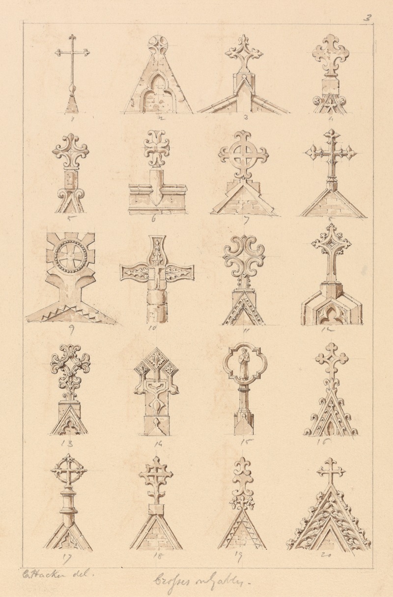 Crosses on Gables by C. Hacker, 1831 — digital art print download