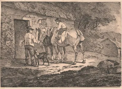 Horses at Cottages Door by Конрад Геснер, 1804 — digital art print download