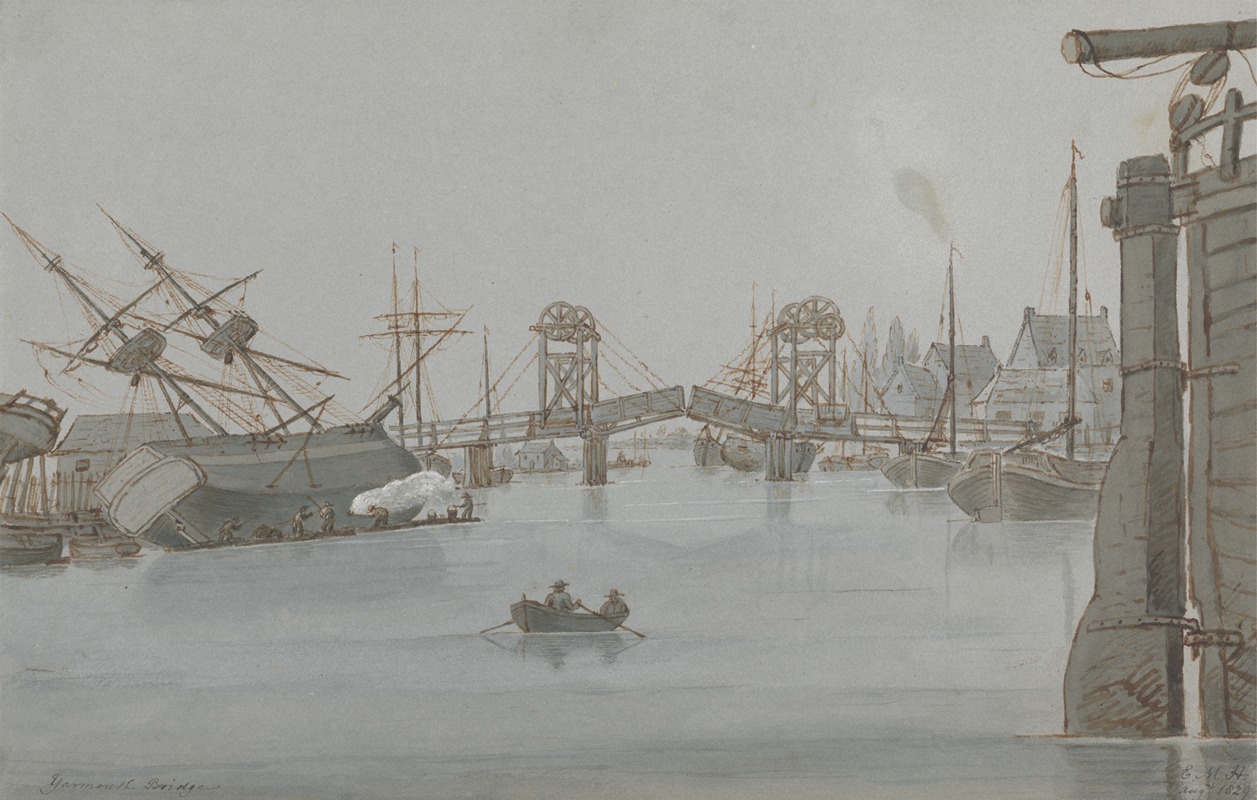 Yarmouth Bridge, Aug. 1829 by E. M. Henderson, 1829 — digital art print download