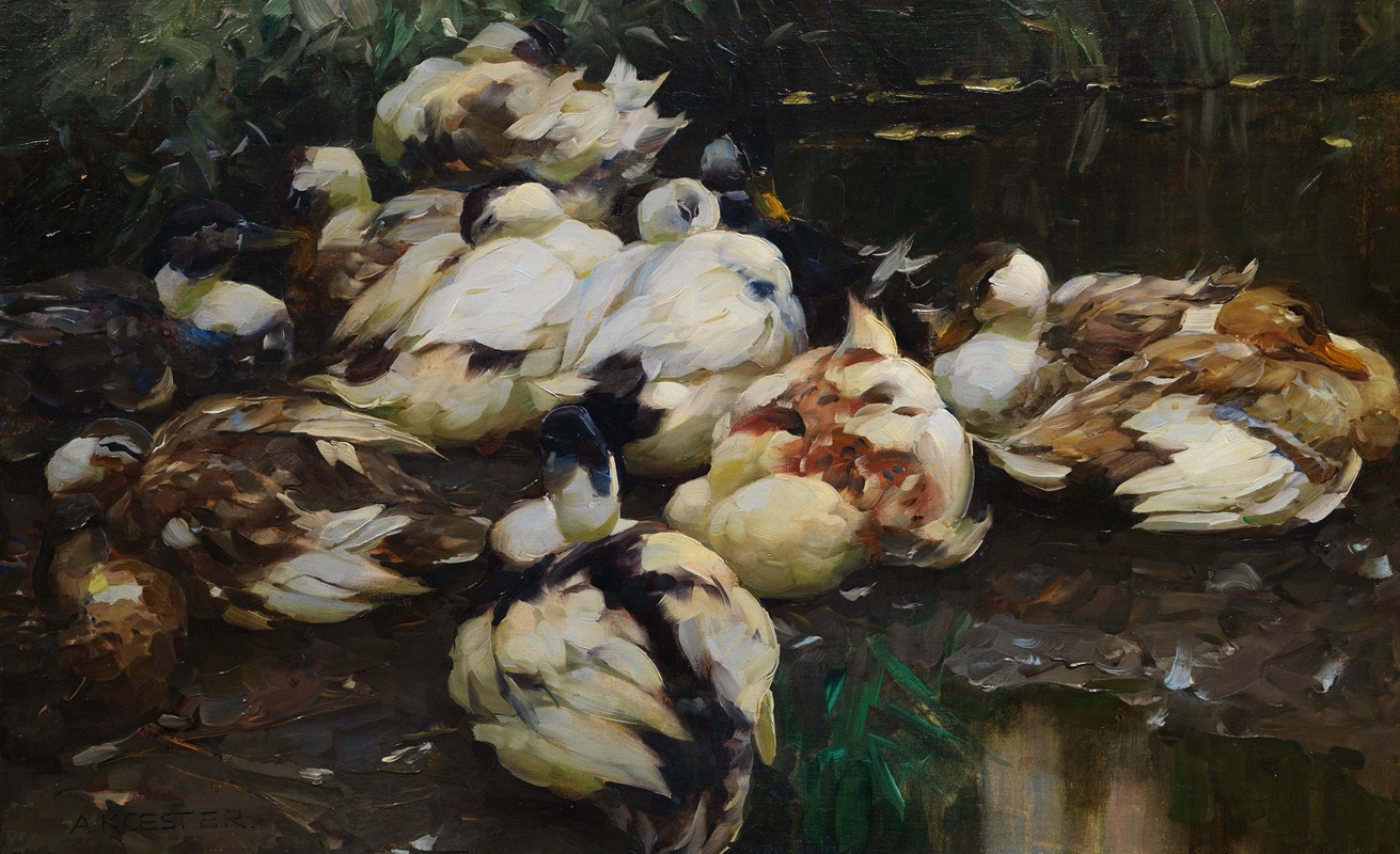 12 Enten im Wasser by Александр Кёстер, 1905 — digital art print download