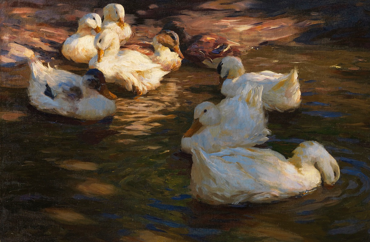 9 Enten im Abendlicht by Александр Кёстер, 1910 — digital art print download