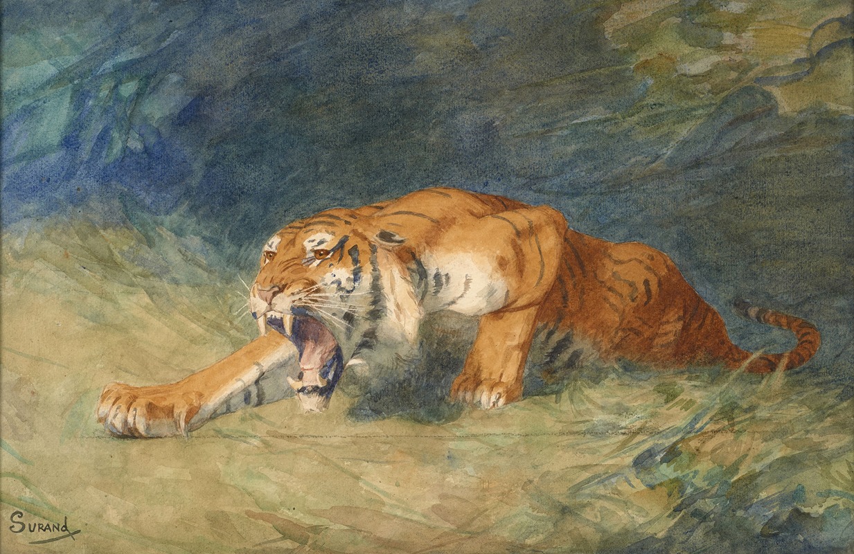 Tigre rugissant by Gustave Surand — digital art print download