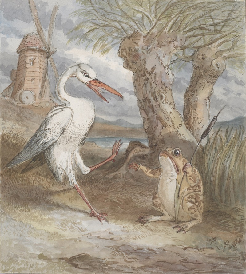 Frog and bird by Alfred Crowquill — digital art print download