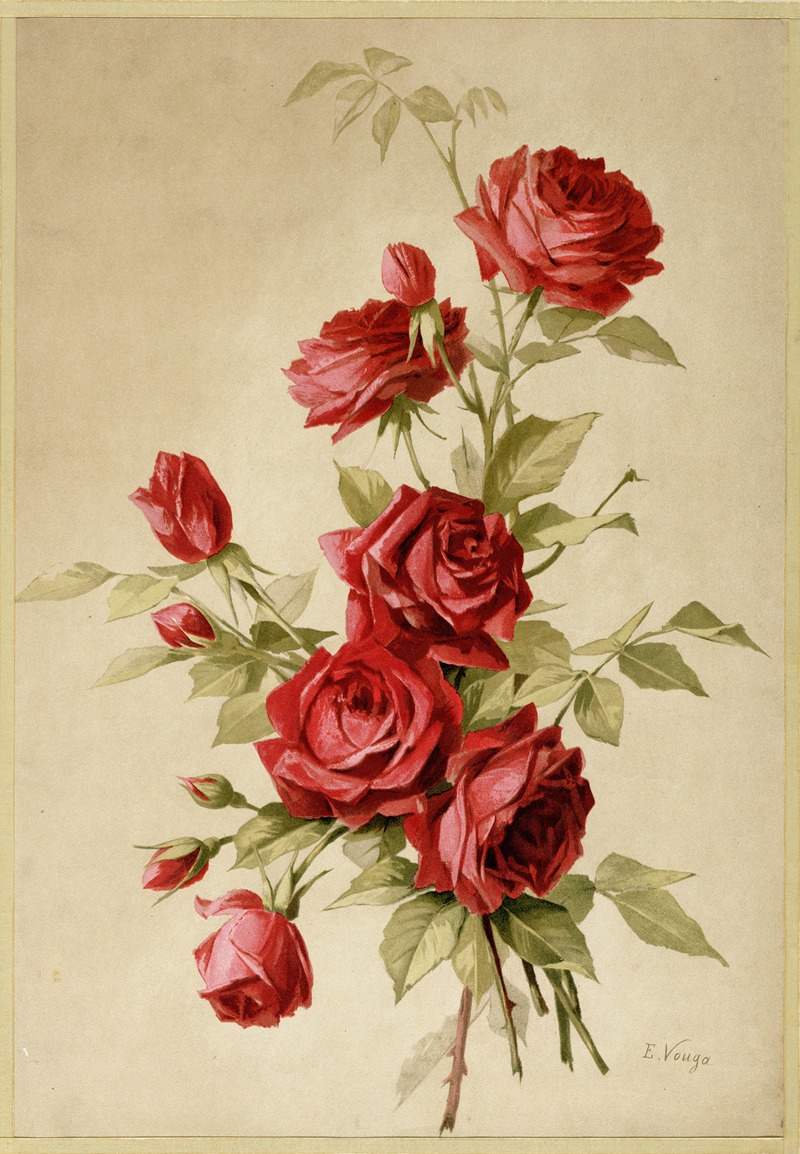 Rose Jaqueminot by E. Vouga — digital art print download