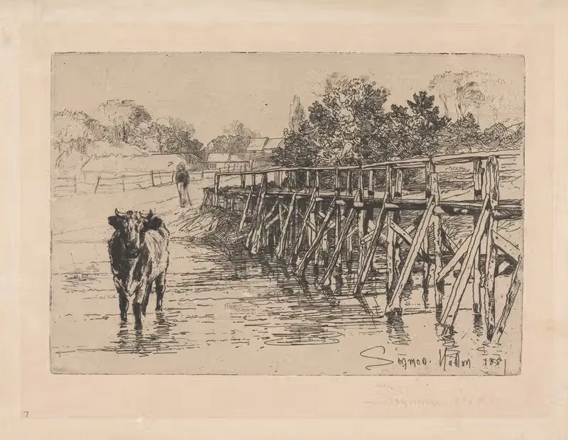 Деревенский брод by Фрэнсис Сеймур Хейден, 1881 — digital art print download