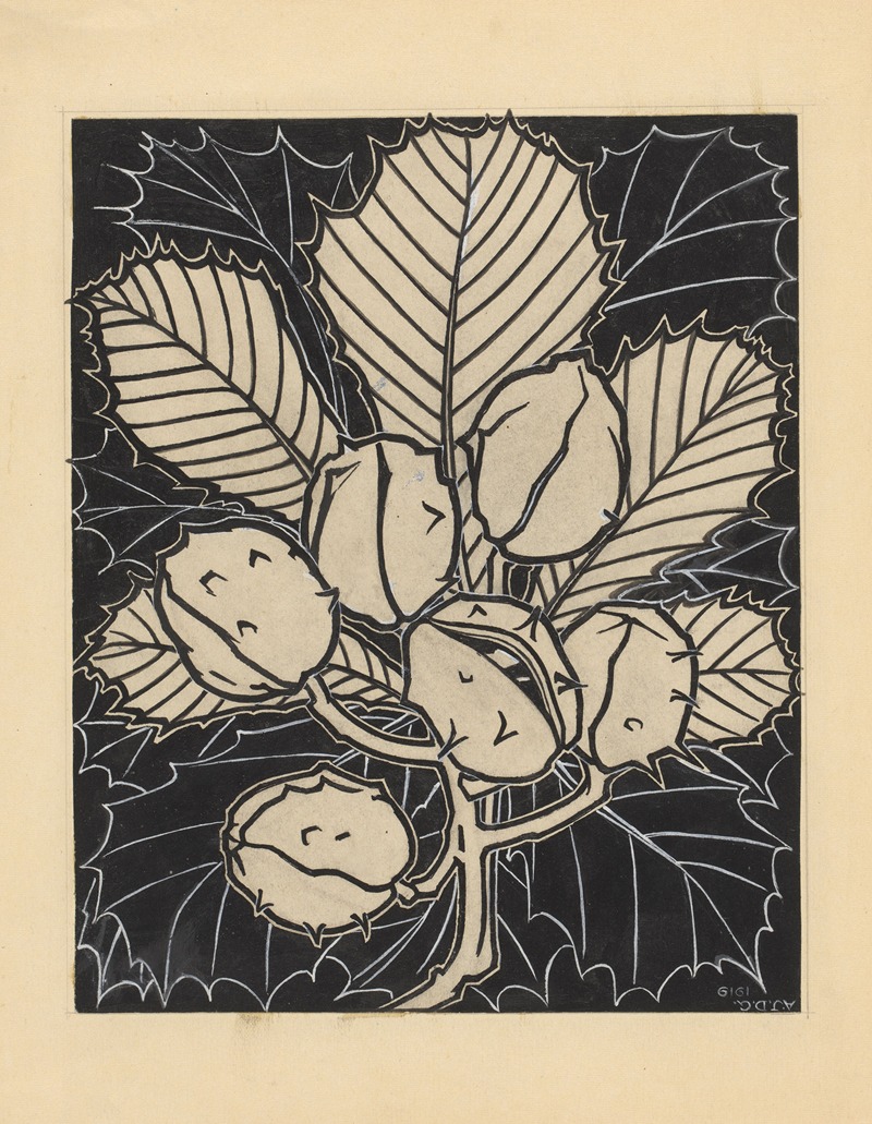 Chestnut leaf with fruits by Джули де Грааг, 1919 — digital art print download