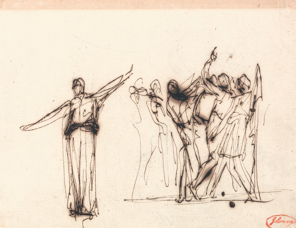Crowd before a Prophetess by Джордж Ромни — digital art print download