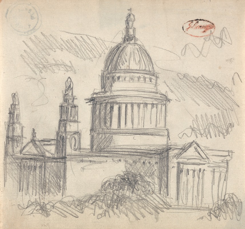 Possibly Saint Paul's, London by Джордж Ромни — digital art print download