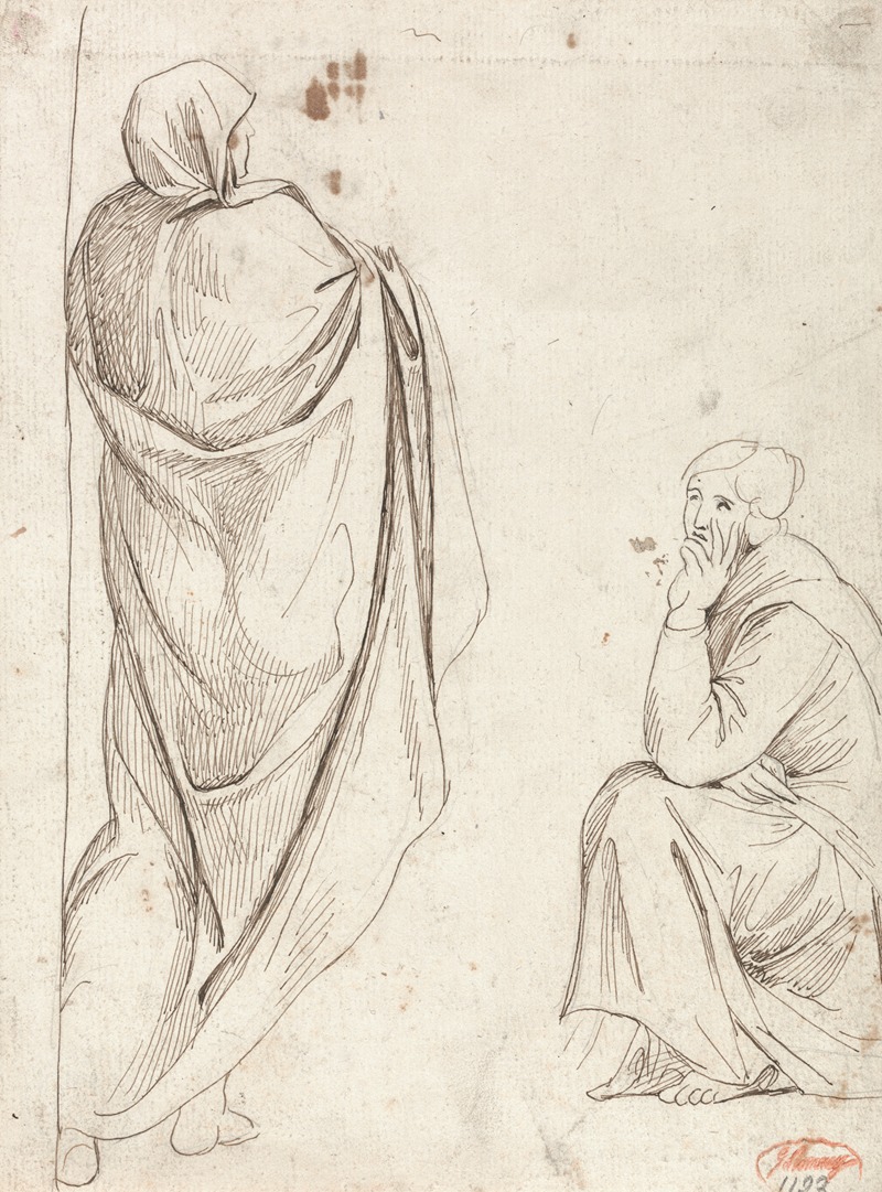 Standing Figure and Seated Figure by Джордж Ромни — digital art print download