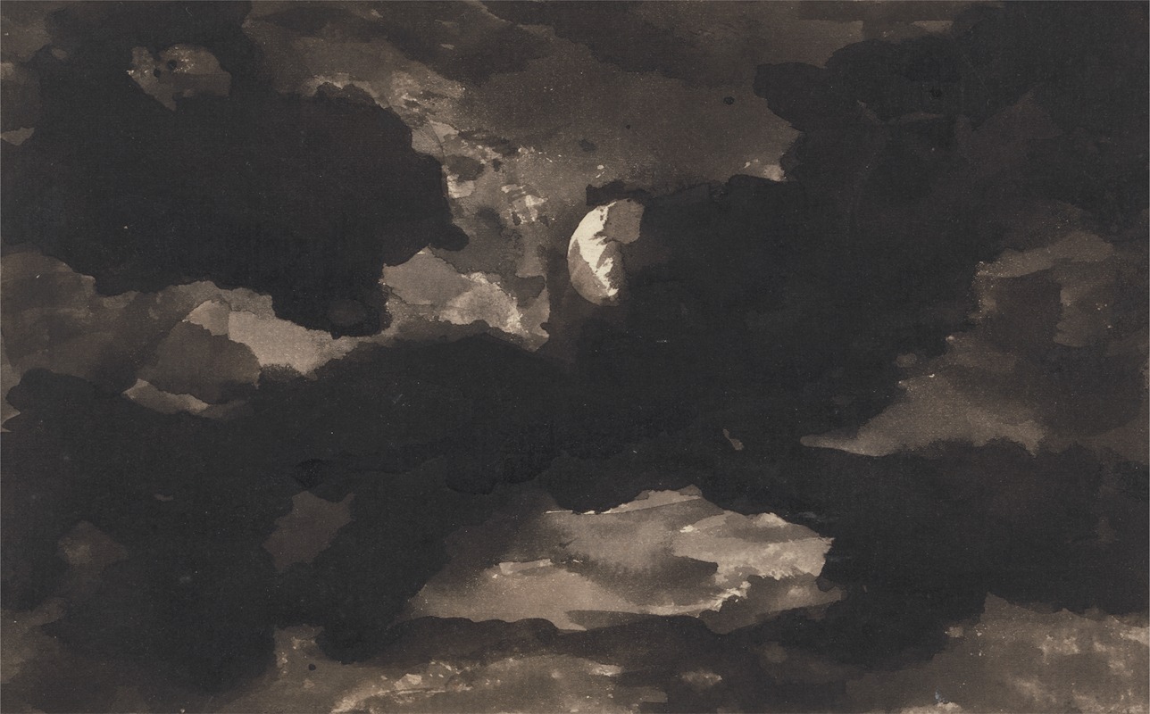 Study of a Clouded Moonlit Sky by Джордж Ромни — digital art print download