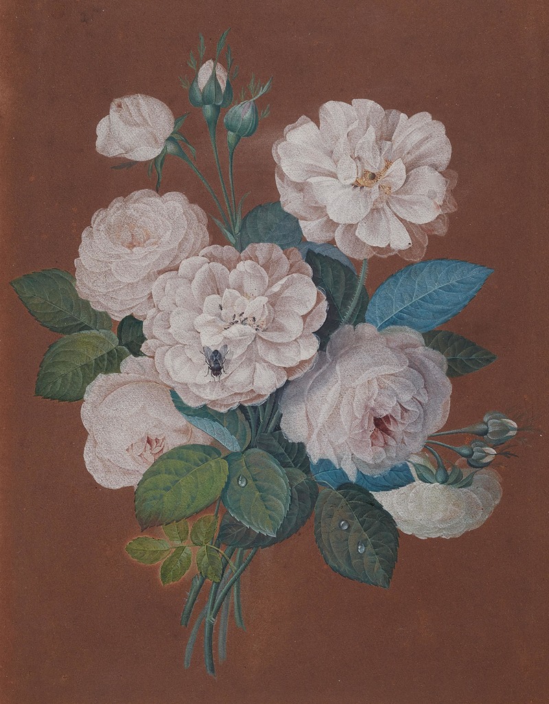Rose bouquet with insects by Pierre-Joseph Redouté — digital art print download