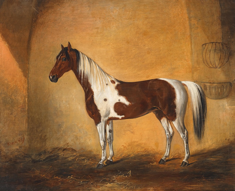 A horse in a stable, by Иоганн Адам Кляйн, 1859 — digital art print download