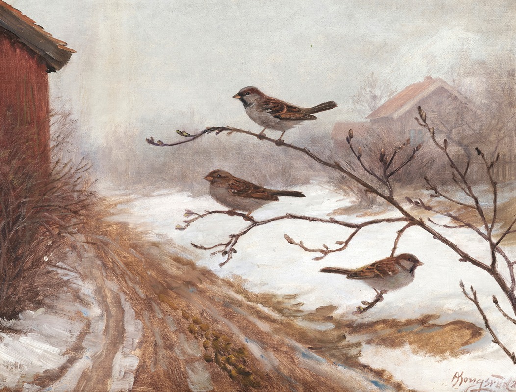 A winter scene with birds by Anders Abrahamsen Kongsrud — digital art print download