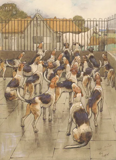 'The Hounds Began Suddenly to Howl in Chorus' by Сесил Чарльз Уиндзор Олдин — digital art print download