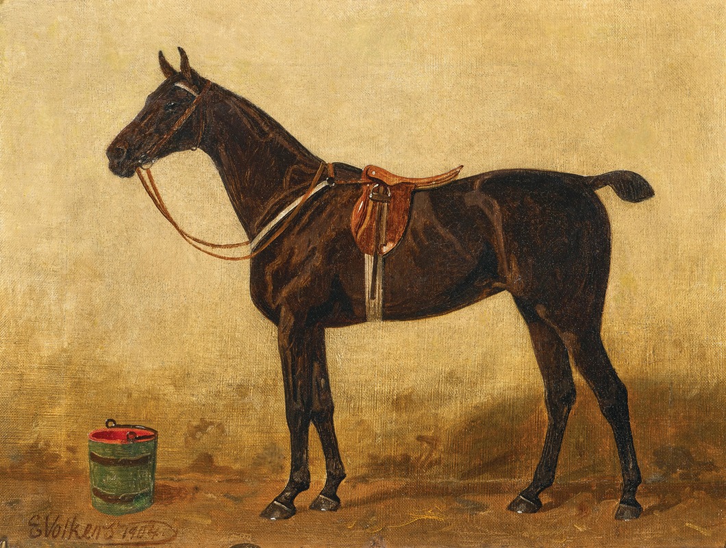 A Bay Horse in a Stable — Эмиль Волькерс