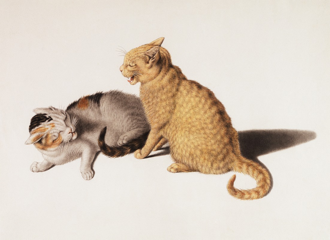 Two young cats be in conflict by Готфрид Минд — digital art print download