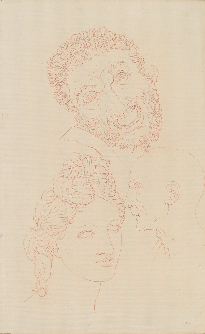 Three studies of heads from classical figures by Джайлс Хасси — digital art print download