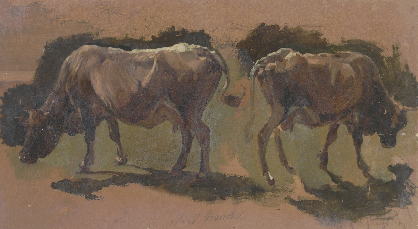 Two cows in Albano by Johann Nepomuk Rauch, 1842 — digital art print download