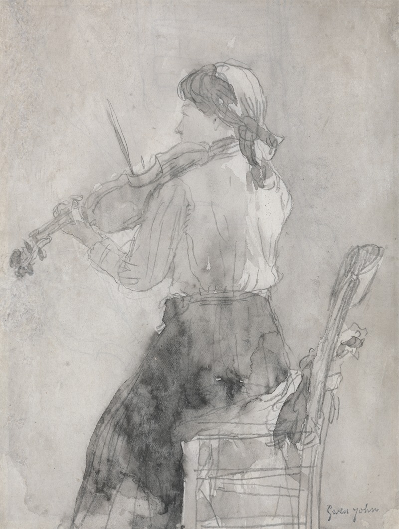 Young Woman playing a Violin by Гвен Джон — digital art print download