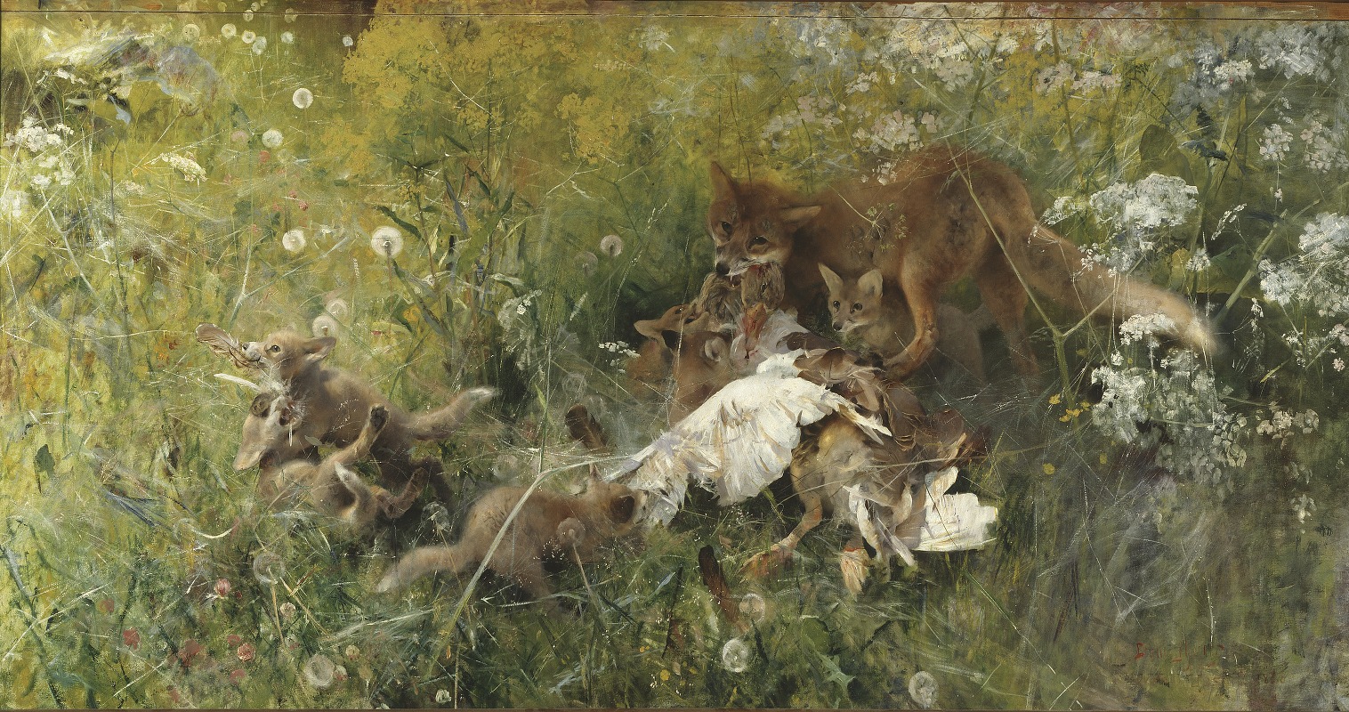A Fox Family by Бруно Лильефорс, 1886 — digital art print download