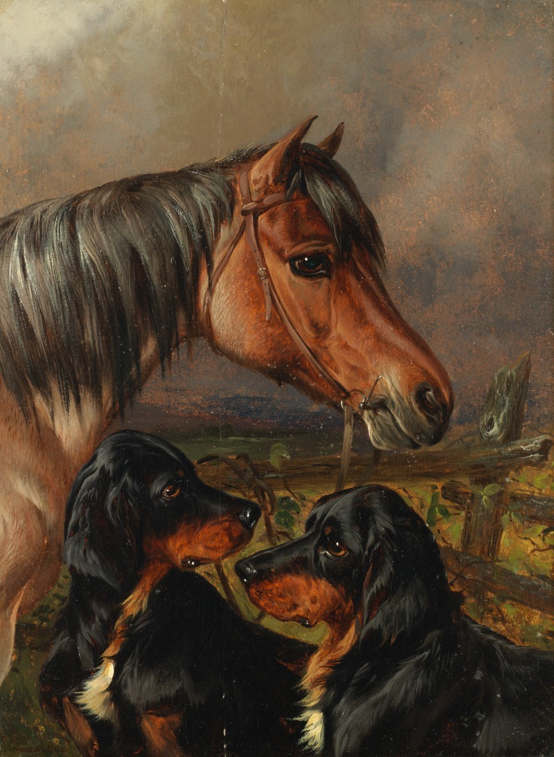A horse and two Gordon Setters by Colin Graeme Roe — digital art print download