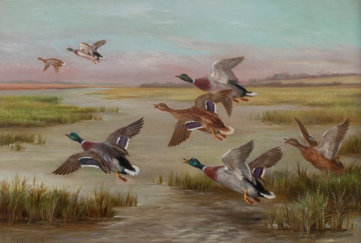 Ducks in Flight by Edgar Hunt — digital art print download