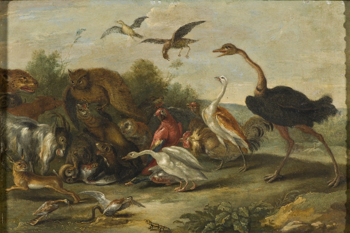 Battle between Owls and Quadrupeds by Jan Van Kessel The Elder — digital art print download