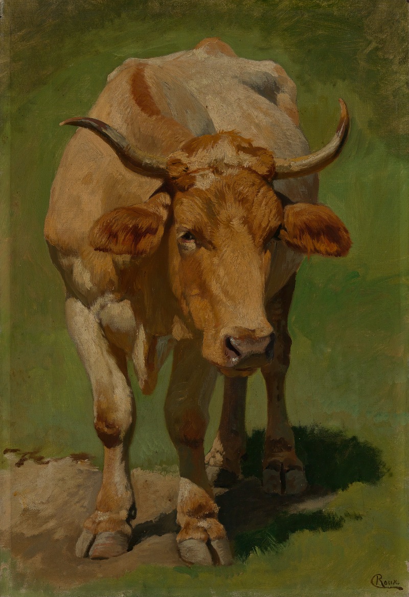 Hellbraun und weiss gefleckte Kuh by Karl Roux — digital art print download