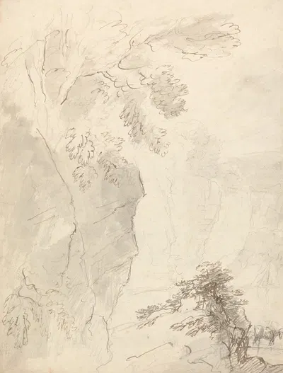 Landscape with Gorge and Cattle by Henry Richard Greville third Earl of Warwick — digital art print download
