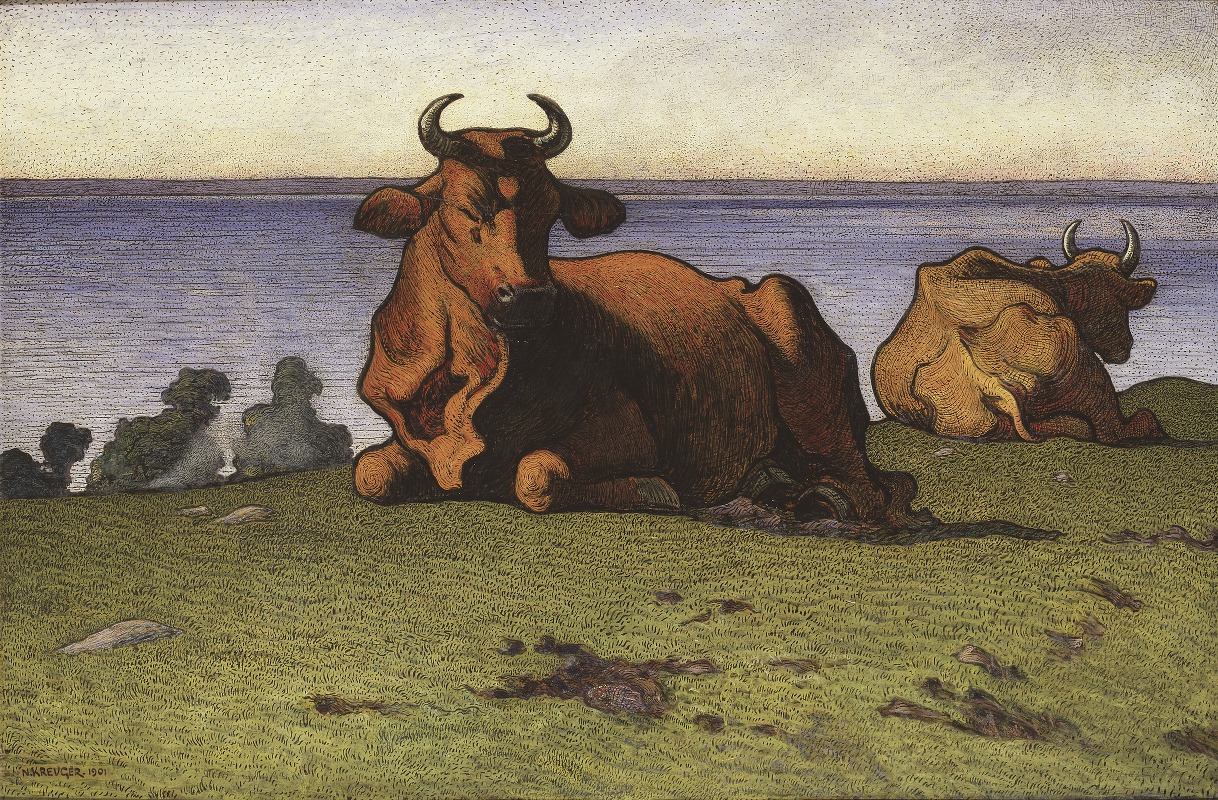 Resting Cows. Motif from Öland by Нильс Крюгер, 1901 — digital art print download
