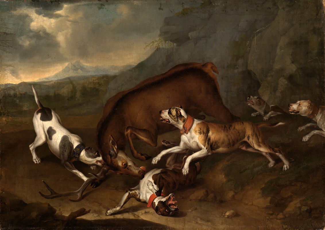 Hirsch, von Hunden gestellt — Philipp Ferdinand de Hamilton