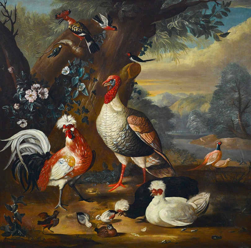 Fowl in a landscape by Pieter Casteels III — digital art print download